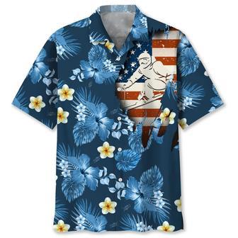 Skiing Usa Blue Tropical Hawaiian Shirt Summer Gifts | Newhawaiianshirts DE