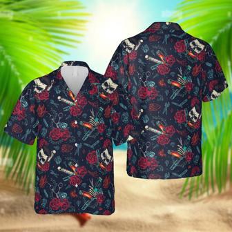 Skull Barber Hawaiian Shirt, Hairdressing Outfit For Men Summer Gifts | Newhawaiianshirts UK