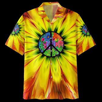 Spiritual Hippie Floral Pattern Peace Sign Tie Dye Trippy Hawaiian Shirt Summer Gifts | Newhawaiianshirts DE