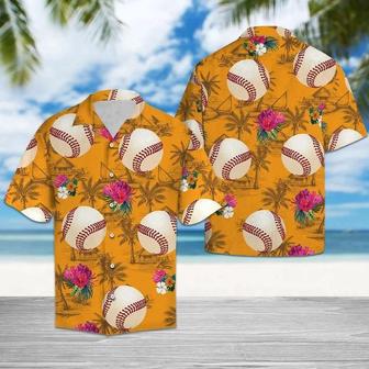 Sporty Baseball Tropical Flowers Hawaiian Shirt Summer Gifts | Newhawaiianshirts CA