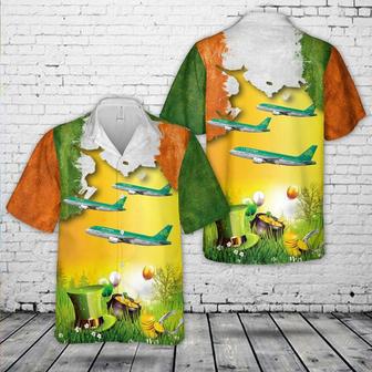 St. Patrick's Day, Aer Lingus "St Davnet" Airbus Ei-Epr Hawaiian Shirt Summer Gifts | Newhawaiianshirts UK