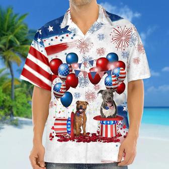 Staffordshire Bull Terrier Independence Day Hawaiian Shirt, Dog Hawaii Beach Shirt Short Sleeve For Of July Summer Gifts | Newhawaiianshirts AU