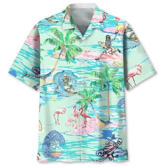 Surfing Tropical Skull Hawaiian Shirt Summer Gifts | Newhawaiianshirts CA