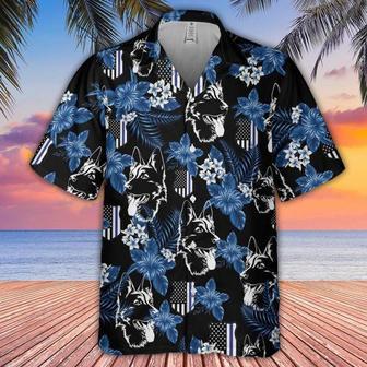 Thin Blue Line Hawaii Shirt German Shepherd Police Seamless Pattern Hawaiian Shirt Summer Gifts | Newhawaiianshirts AU