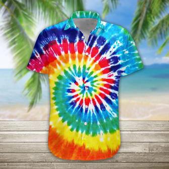 Tie Dye Hawaiian Shirt Casual Button Down Shirts Short Sleeve, Hawaiian Shirt For Men, Women Summer Gifts | Newhawaiianshirts UK