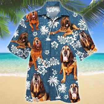 Tongue Out Bloodhound Dog Blue Tribal Hawaiian Shirt Summer Gifts | Newhawaiianshirts AU