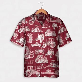 Tractor Pattern White And Blue, Red, Green Hawaiian Shirt, Summer Gift, Short Sleeve Aloha Beach Shirt Summer Gifts | Newhawaiianshirts UK