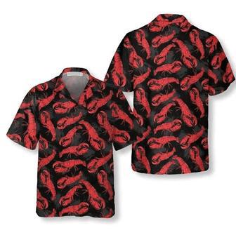 Tropical Lobster Hand Drawn Pattern Black Theme Hawaiian Shirt Summer Gifts | Newhawaiianshirts UK