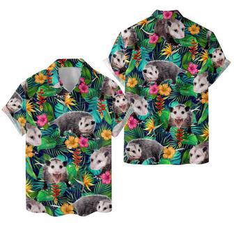 Tropical Opossum Hawaiian Shirt , Animal Casual Men Hawaiian Shirt Button Down Short Sleeve, Opossum Lovers Summer Gifts | Newhawaiianshirts DE