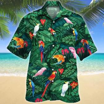 Tropical Parrots Dark Green Hawaiian Shirt, Summer Aloha Hawaii Shirt For Men Women Summer Gifts | Newhawaiianshirts