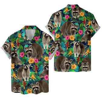 Tropical Racoon Hawaiian Shirt , Animal Casual Men Hawaiian Shirt Button Down Short Sleeve, Racoon Lovers Summer Gifts | Newhawaiianshirts DE