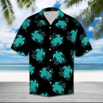 Turtle Hawaiian Shirt For Men, Women, Turtle Dark Turquoise And Black Hawaiian Shirt Summer Gifts | Newhawaiianshirts AU