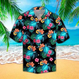 Turtles Hibiscus Tropical Polyester Hawaiian Shirt Summer Gifts | Newhawaiianshirts CA