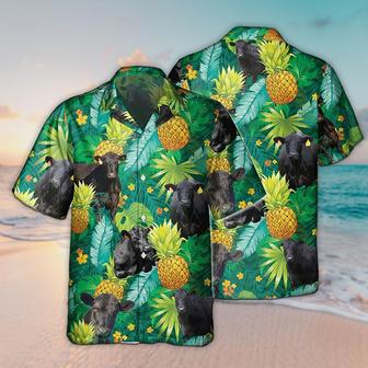 Unisex Black Angus Pineapple Tropical Fruits Hawaiian Shirt For Men, Aloha Hawaiian Shirt Short Sleeve Hawaiian Summer Gifts | Newhawaiianshirts AU