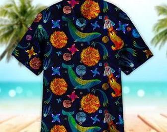 Unisex Blue Whale In The Universe Hawaiian Shirt For Men & Women, Aloha Hawaiian Shirt Short Sleeve Hawaiian Summer Gifts | Newhawaiianshirts AU