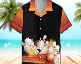 Unisex Bowling Hawaiian Shirt Powerful Strike Bowling Tropical Hawaiian Shirt, Aloha Hawaiian Shirt Short Sleeve Hawaiian Summer Gifts | Newhawaiianshirts DE