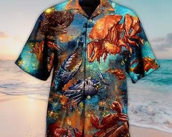 Unisex Crab Let S Get Crackin In Ocean Hawaiian Shirt For Men & Women, Aloha Hawaiian Shirt Short Sleeve Hawaiian Summer Gifts | Newhawaiianshirts CA