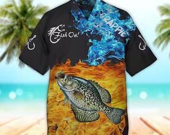 Unisex Crappie On Fire All Over Printed Hawaiian Shirt For Men & Women, Aloha Hawaiian Shirt Short Sleeve Hawaiian Summer Gifts | Newhawaiianshirts UK