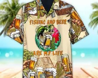 Unisex Fishing And Beer Are My Life Hawaiian Shirt For Men & Women, Aloha Hawaiian Shirt Short Sleeve Hawaiian Summer Gifts | Newhawaiianshirts UK