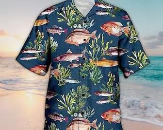 Unisex Fishing Blue On The Beach Aloha Hawaiian Shirt For Men & Women, Aloha Hawaiian Shirt Short Sleeve Hawaiian Summer Gifts | Newhawaiianshirts UK