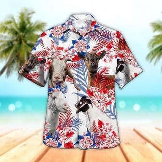 Unisex Goat In American Flag Patterns Hawaiian Shirt Summer Gifts | Newhawaiianshirts DE