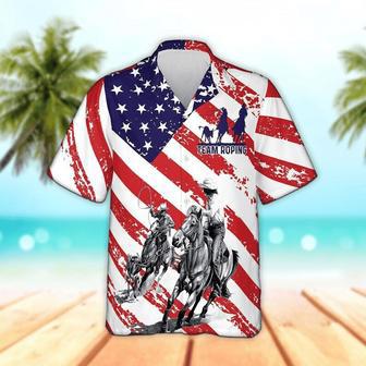 Unisex Horse American Flag Hawaiian Shirt Summer Gifts | Newhawaiianshirts UK