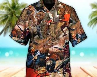 Unisex Hunting Bear Cow Boy Cool Art Style Hawaiian Shirt For Men, Aloha Hawaiian Shirt Short Sleeve Hawaiian Summer Gifts | Newhawaiianshirts UK