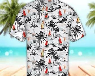 Unisex Palm Tree & Boat Palm Tree Hawaiian Shirt Tropical Hawaiian Shirt, Aloha Hawaiian Shirt Short Sleeve Hawaiian Summer Gifts | Newhawaiianshirts AU