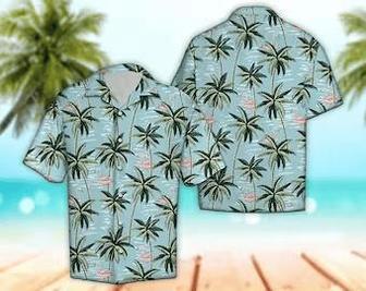 Unisex Palm Tree & Flamingo Hawaiian Shirt Tropical Hawaiian Shirt, Aloha Hawaiian Shirt Short Sleeve Hawaiian Summer Gifts | Newhawaiianshirts AU