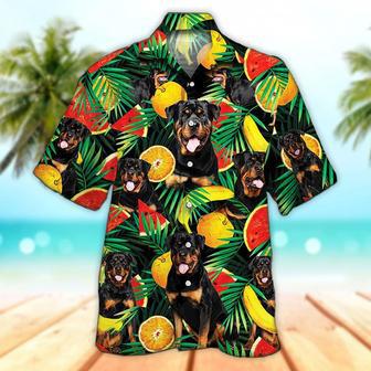 Unisex Rottweiler Dog Lovers Tropical Fruit Hawaiian Shirt For Men, Aloha Hawaiian Shirt Short Sleeve Hawaiian Summer Gifts | Newhawaiianshirts AU