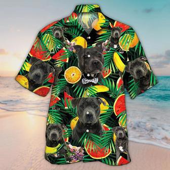 Unisex Staffordshire Bull Terrier Dog Lovers Tropical Fruits Hawaiian Shirt For Men. Summer Gifts | Newhawaiianshirts AU