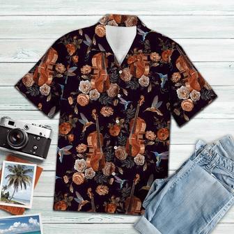 Vintage Style Violin And Hummingbird Blossom Pattern Hawaiian Shirt Summer Gifts | Newhawaiianshirts AU