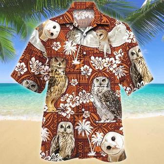 Vintage Themed Of Night Owl Red Tribal Pattern Hawaiian Shirt Summer Gifts | Newhawaiianshirts DE