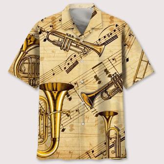 Vintage Trumpet Music Notes Hawaiian Shirt Summer Gifts | Newhawaiianshirts CA