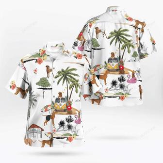 Vizsla On The Beach Unisex Hawaiian Shirt, Summer Gift, Hawaiian Shirts For Men, Aloha Beach Shirt Summer Gifts | Newhawaiianshirts UK