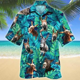 Watercolor Tropical Leafs Jungle Donkey Lovers Design Hawaiian Shirt Summer Gifts | Newhawaiianshirts UK