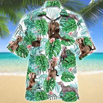 Weimaraner Dog Tropical Plant Green Jungle Pattern Hawaiian Shirt Summer Gifts | Newhawaiianshirts AU