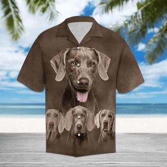 Weimaraner Great Dog Portrait On Brown Themed Pattern Hawaiian Shirt Summer Gifts | Newhawaiianshirts UK