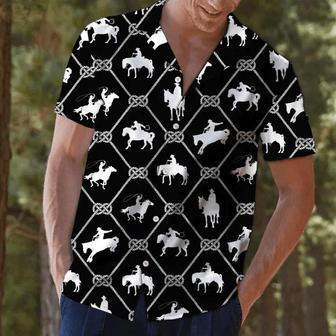 White Cowboy Riding Horse In Black Hawaiian Shirt Summer Gifts | Newhawaiianshirts UK