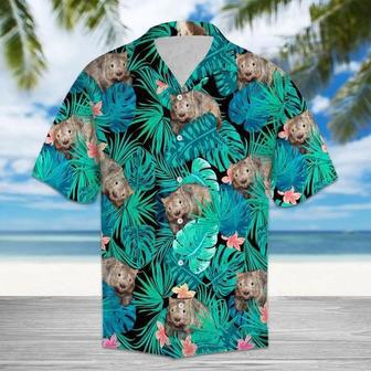 Wombat Tropical Palm Leaves And Pink Flower Pattern Hawaiian Shirt Summer Gifts | Newhawaiianshirts CA