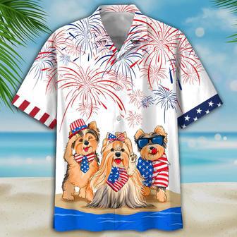 Yorkshire Terrier Independence In Comping, Men's Usa Patriotic Hawaiian Shirt Summer Gifts | Newhawaiianshirts UK