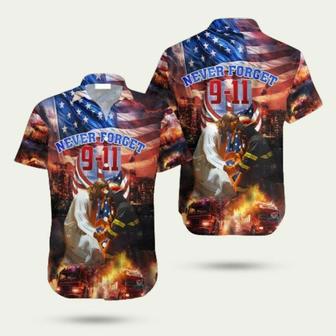 911 Never Forget Jesus Firefighter American Patriot Day Hawaiian Shirt | Newhawaiianshirts AU