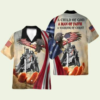 A Child Of God A Man Of Faith A Warrior Of Christ God Jesus Eagle Hawaiian Shirt | Newhawaiianshirts DE