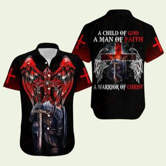 A Child Of God A Man Of Faith A Warrior Of Christ God Jesus Red Hawaiian Shirt | Newhawaiianshirts UK