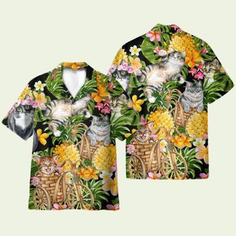 Adorable Cat Tropical Pineapple Pattern Hawaiian Shirt | Newhawaiianshirts CA