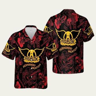 Aerosmith Permanent Vacation Black And Red 2024 Trendy Hawaiian Shirt | Newhawaiianshirts CA