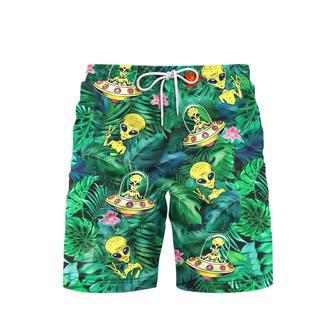 Alien Ufo Hippie Peace Life Green Beach Shorts For Men | Newhawaiianshirts UK