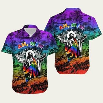 Aloha Ah Men Funny Jesus Lgbt Pride Hawaiian Shirt | Newhawaiianshirts AU