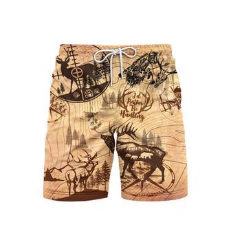 Amazing Hunting Deer Brown Swim Trunks With Mesh Lining For Men | Newhawaiianshirts UK