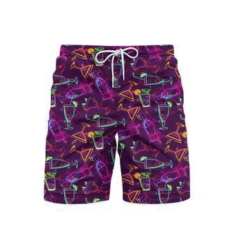 Amazing Night Happy Cocktails Flowers Beach Shorts For Men | Newhawaiianshirts CA